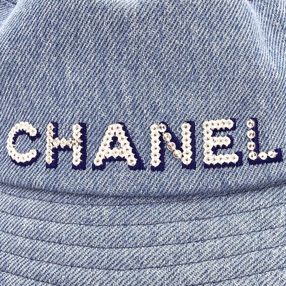Chanel Blue Cotton Fishermans Bucket Hat W/ Sequin Logo Made In Italy Cap Circum main image 4